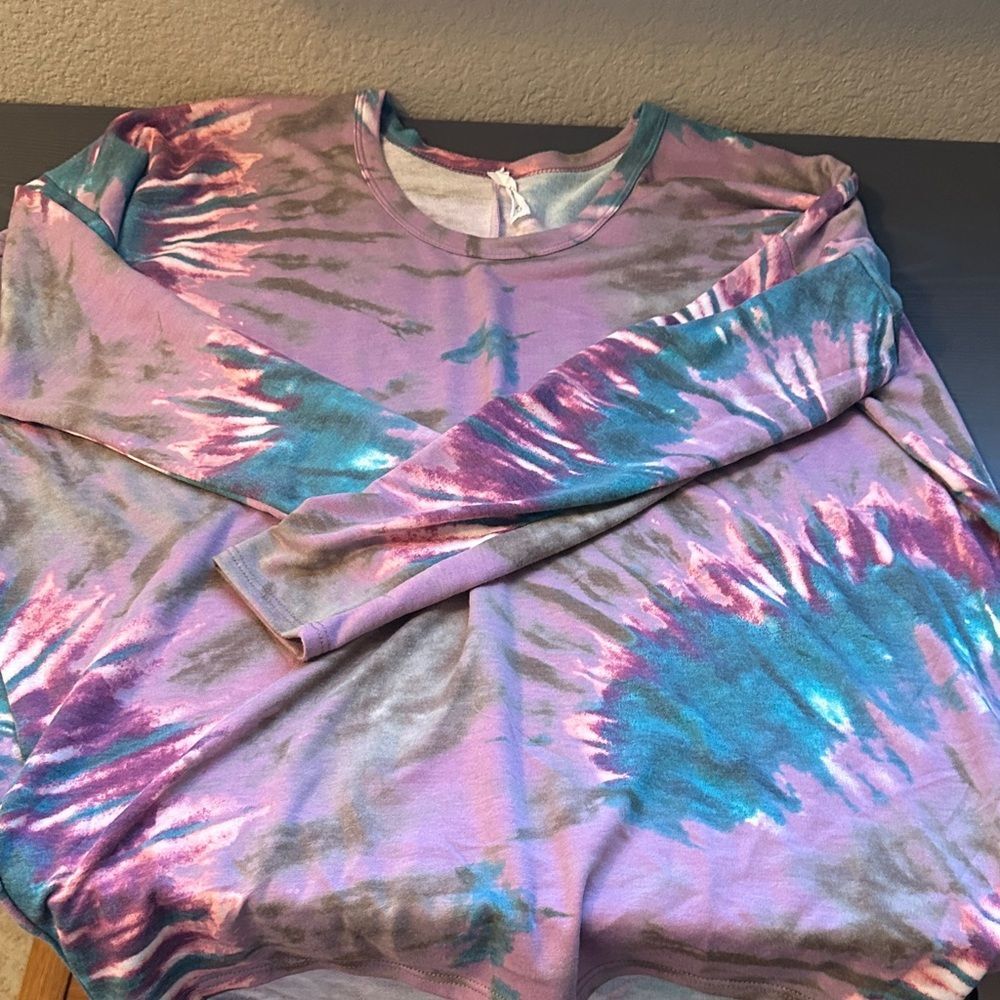 Honeyme Pink and Blue Tie-Dye Tunic